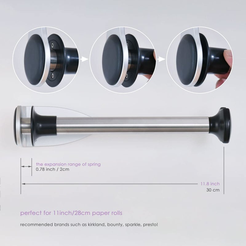 simpletome ONE HAND Simply Tear Paper Towel Holder Under Cabinet Wall Mount Adhesive or Drilling Stainless Steel Aluminum Alloy ABS - Image 3